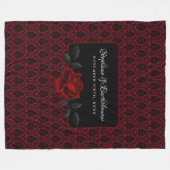 Gothic Rote Damast-Rosen-Hochzeit Fleecedecke (Vorderseite (Horizontal))