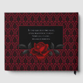 Gothic Rote Damast-Rosen-Hochzeit Gästebuch (Rückseite)
