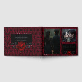 Gothic Rote Damast-Rosen-Hochzeit Gästebuch (Voll)