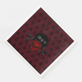 Gothic Rote Damast-Rosen-Hochzeit Serviette (Ecke)