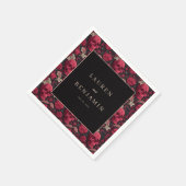 Gothic rote florale Totenköpfe Serviette (Ecke)