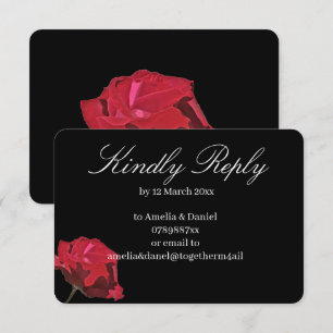 Gothic rote Rose auf schwarzer Hochzeits-Antwortka RSVP Karte