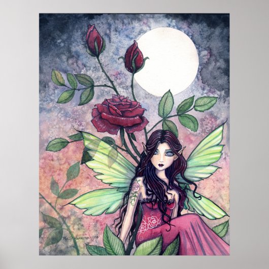 Gothic Rote Rose Fairy Poster von Molly Harrison (Vorne)
