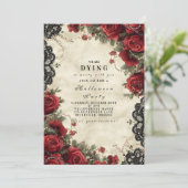 Gothic Rote Rose Lace Halloween-Party Einladung (Stehend Vorderseite)