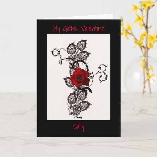 Gothic rote Rose Valentines Karte (Gelbe Blume)