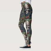 Gothic Rote Rosen Blume Blumen Ivy keltische Skull Leggings (Links)
