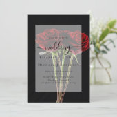 Gothic Rote Rosen Goth Wedding Einladung (Stehend Vorderseite)