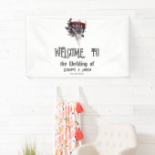 Gothic Rote Rosen Skeleton Wedding Banner (Insitu)