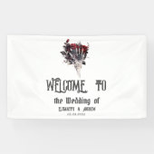 Gothic Rote Rosen Skeleton Wedding Banner (Horizontal)