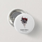 Gothic Rote Rosen Skeleton Wedding Button (Vorne & Hinten)