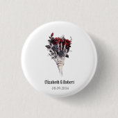 Gothic Rote Rosen Skeleton Wedding Button (Vorderseite)