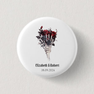 Gothic Rote Rosen Skeleton Wedding Button