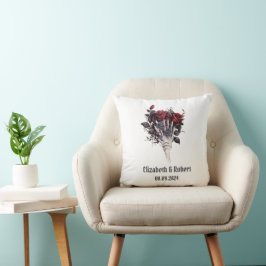 Gothic Rote Rosen Skeleton Wedding Kissen