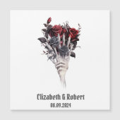Gothic Rote Rosen Skeleton Wedding Magnetkarte (Vorderseite)