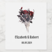 Gothic Rote Rosen Skeleton Wedding Weinetikett (Einzelnes Label)