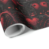 Gothic rote Rosen und rote Herzen Geschenkpapier (Rolleneckpunkt)