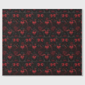 Gothic rote Rosen und rote Herzen Geschenkpapier (Flach)