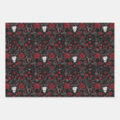 Gothic rote Rosen und Totenköpfe Geschenkpapier Set (Vorderseite 3)