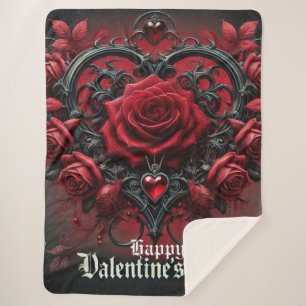Gothic rote Rosen Valentinstag Sherpadecke
