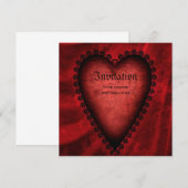Gothic Roter Herz Einladung (Vorne/Hinten)