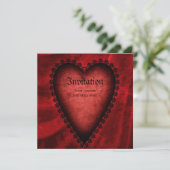 Gothic Roter Herz Einladung (Stehend Vorderseite)