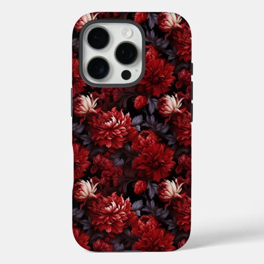 Gothic Rotes Chrysanthemen Dunkles Floral Case-Mate iPhone Hülle (Rückseite)