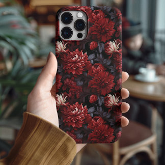 Gothic Rotes Chrysanthemen Dunkles Floral iPhone 16 Pro Hülle
