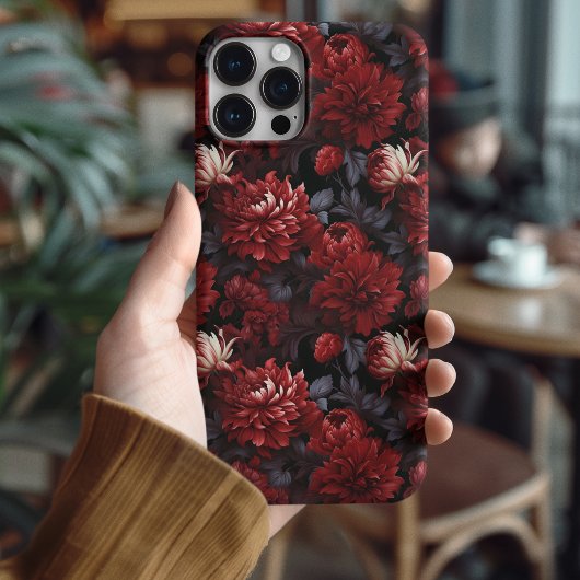 Gothic Rotes Chrysanthemen Dunkles Floral iPhone Hülle