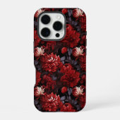 Gothic Rotes Chrysanthemen Dunkles Floral iPhone Hülle (Rückseite)