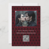 Gothic Rotes Damast Foto Save the Date (Rückseite)