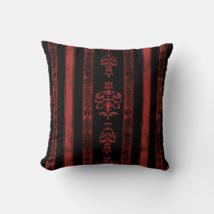 Gothic rotes Damast-Streifenmuster Kissen