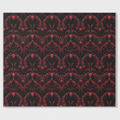 Gothic rotes Herz kompliziertes Design Geschenkpapier (Flach)