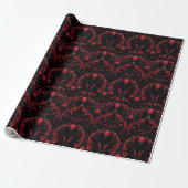 Gothic rotes Herz kompliziertes Design Geschenkpapier (Ungerollt)