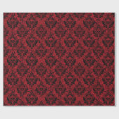 Gothic rotes und schwarzes Damast-Schädelmuster Geschenkpapier (Flach)