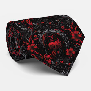Gothic rotes und schwarzes Muster Krawatte