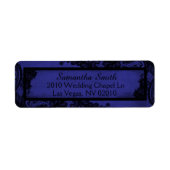 Gothic Royal Blue Black Lace Grunge Wedding Labels (Vorne)