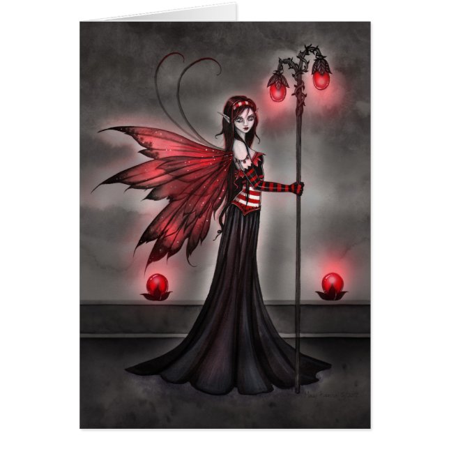 Gothic Ruby Fairy Fantasy Art Card (Vorne)