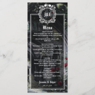 Gothic Ruinen Blumenrosen Hochzeit Menükarte