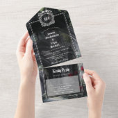 Gothic Ruinen Rosen Florales Monogramm Hochzeit All In One Einladung (Abreißen)