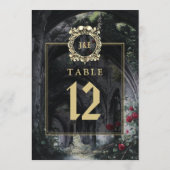 Gothic Ruins Floral Monogram Table Number Einladung (Rückseite)