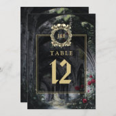 Gothic Ruins Floral Monogram Table Number Einladung (Vorne/Hinten)