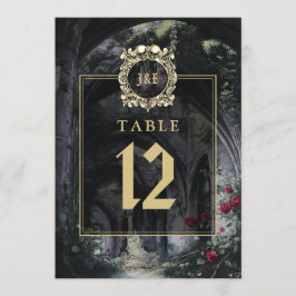 Gothic Ruins Floral Monogram Table Number Einladung