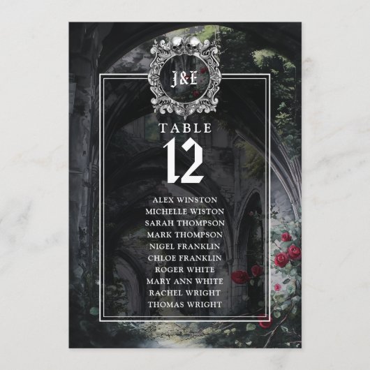 Gothic Ruins Floral Table Number Seating Chart Einladung (Vorderseite)