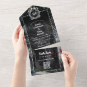 Gothic Ruins Monogram QR Code Wedding All In One Einladung (Abreißen)