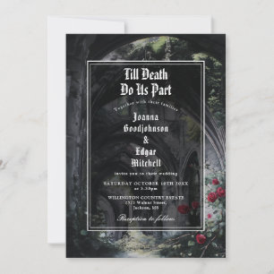 Gothic Ruins Rosen Alles in Einem QR-Code Hochzeit Einladung