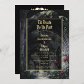 Gothic Ruins Roses Floral All In One Wedding Einladung (Vorne/Hinten)