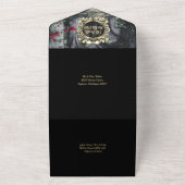 Gothic Ruins Roses Floral Monogram Wedding All In One Einladung (Außenbereich)