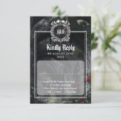 Gothic Ruins Roses Floral Monogram Wedding RSVP Karte (Stehend Vorderseite)