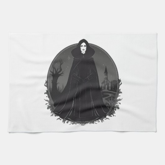 Gothic Salem Hexe um Mitternacht Geschirrtuch (Horizontal)