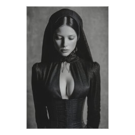 Gothic Samt Kapuzenportrait geschlossene Augen Poster